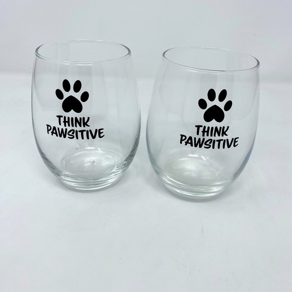 Think Pawsitive Stemless Wine Glasses - Picture 1 of 6